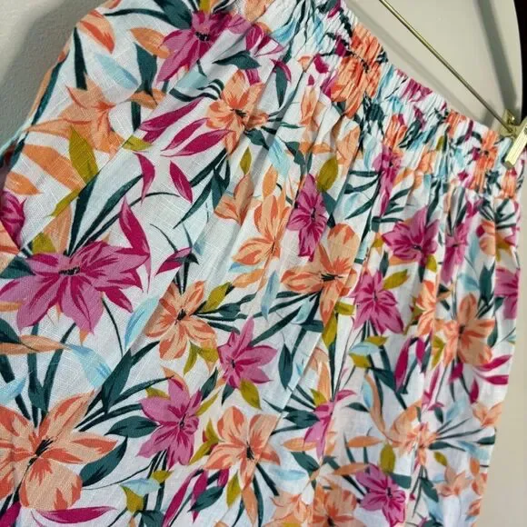 Jessica Simpson Tropical Floral Linen Flowy Wide Leg Pants - Picture 14 of 16
